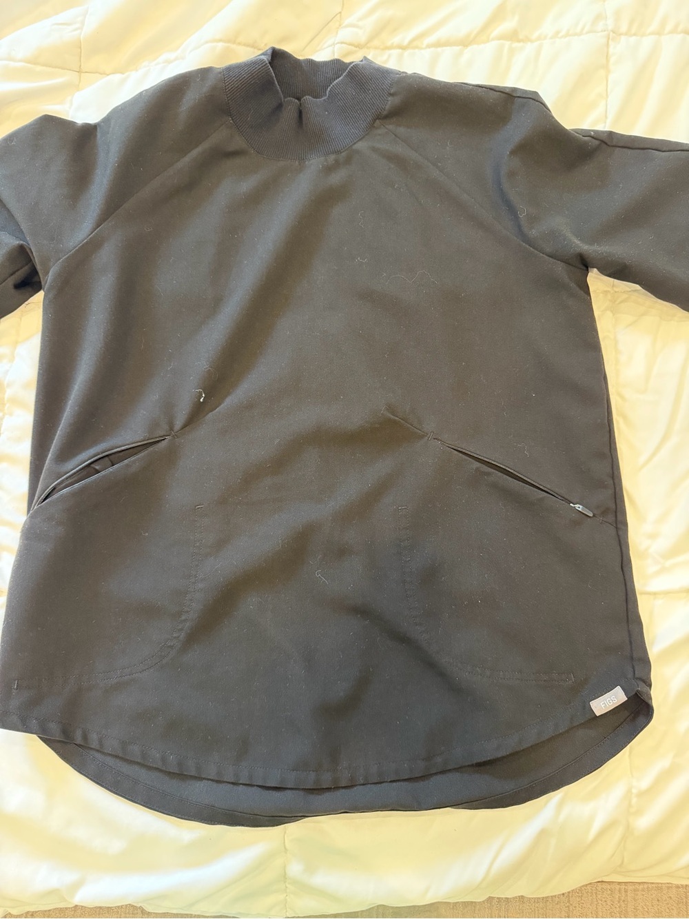 Figs Black Ngara Relaxed Mock Neck Top